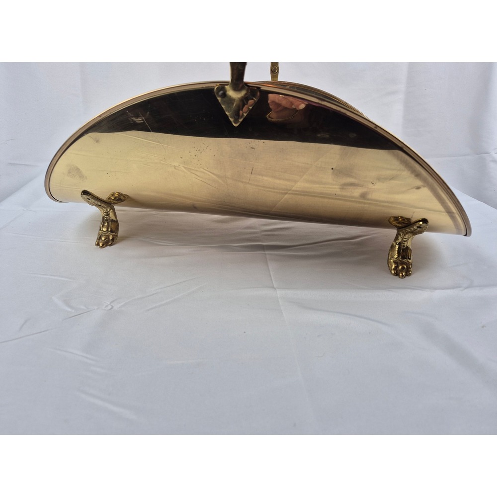 Vintage Brass Fireplace Log Holder Lion Paw Feet Movable Handle Hearth Decor - Picture 2 of 7
